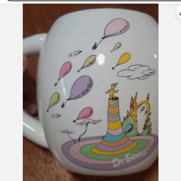 Dr. Seuss Oh the Places You'll Go 18oz Oval Ceramic Mug white Cup Vandor Glass - Picture 3 of 4